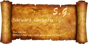 Sárvári Gergely névjegykártya