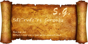 Sárvári Gergely névjegykártya